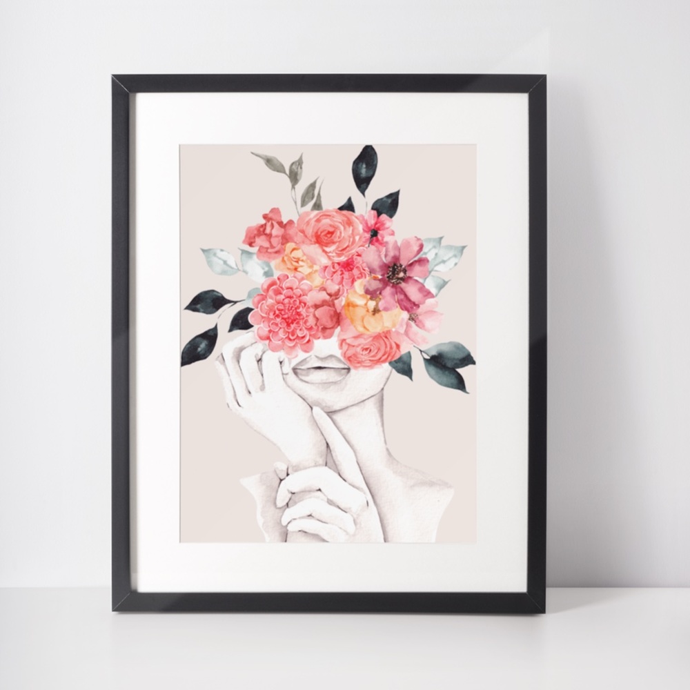 Abstract Floral Woman Wall Art Print Unframed - Picture 7 of 16